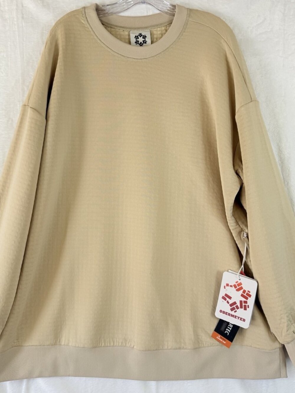 Obermeyer Explorer Tech Crew Mens Medium Sweatshirt Pullover Cement New NWT